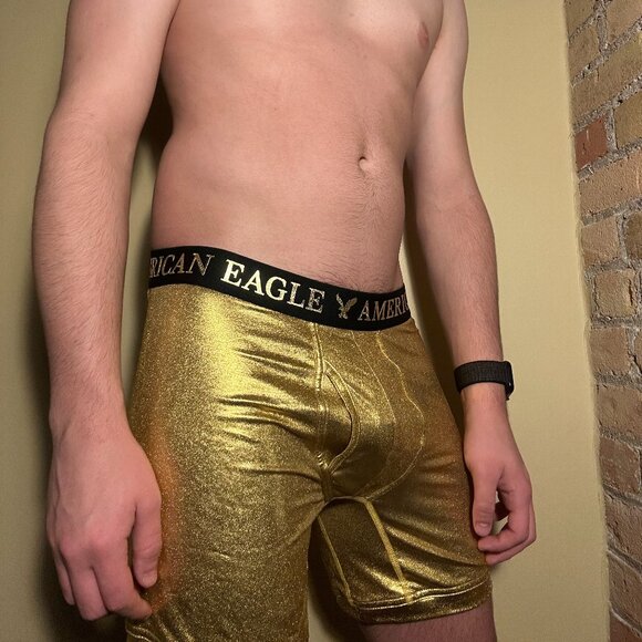 American Eagle Men's Metallic Gold 6" Boxer Brief (Medium) - Picture 3 of 8